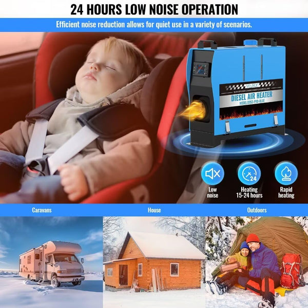 VELPAX 12V 8KW Diesel Air Heater, All in One Truck Heater, Portable Diesel Heater with Remote Control LCD Monitor and Silencer for Car Trucks Bus RV and Trailer