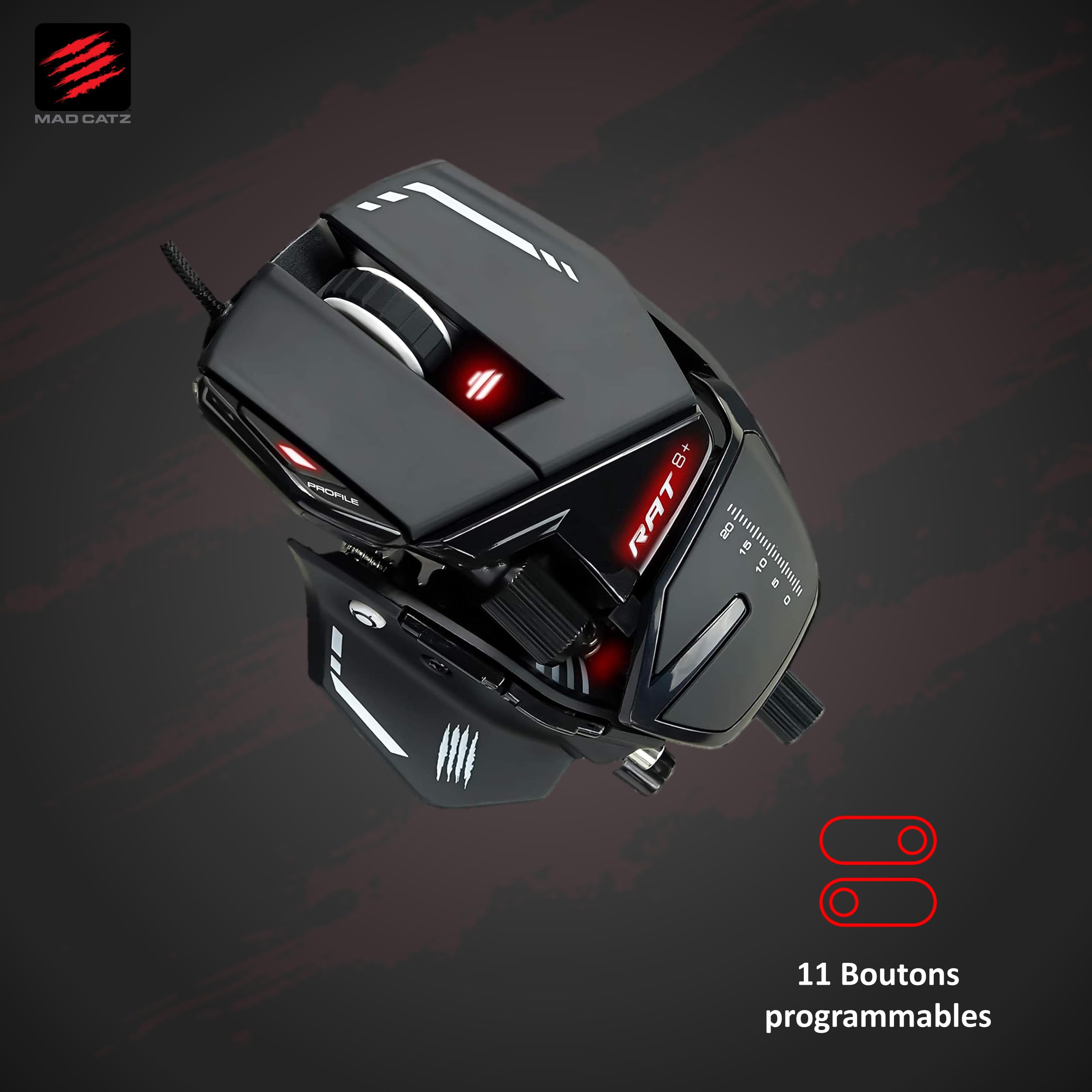 MAD CATZ R.A.T. 8+ Gaming Mouse (USB/Black/16000dpi/11 Buttons) - MR05DCINBL000-0