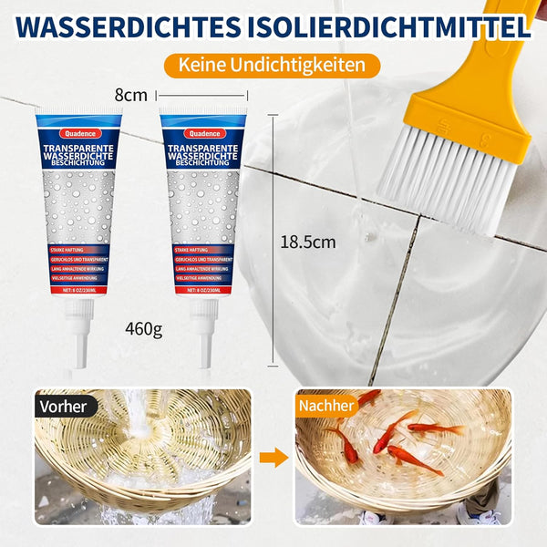 Quadence Invisible Waterproof Coating, Transparent Waterproof Agent Repairing Leak Adhesive for Roofs, Walls, Bathroom, Shower, Window Sills, Indoor & Outdoor Sealant 8 Oz 2 pack