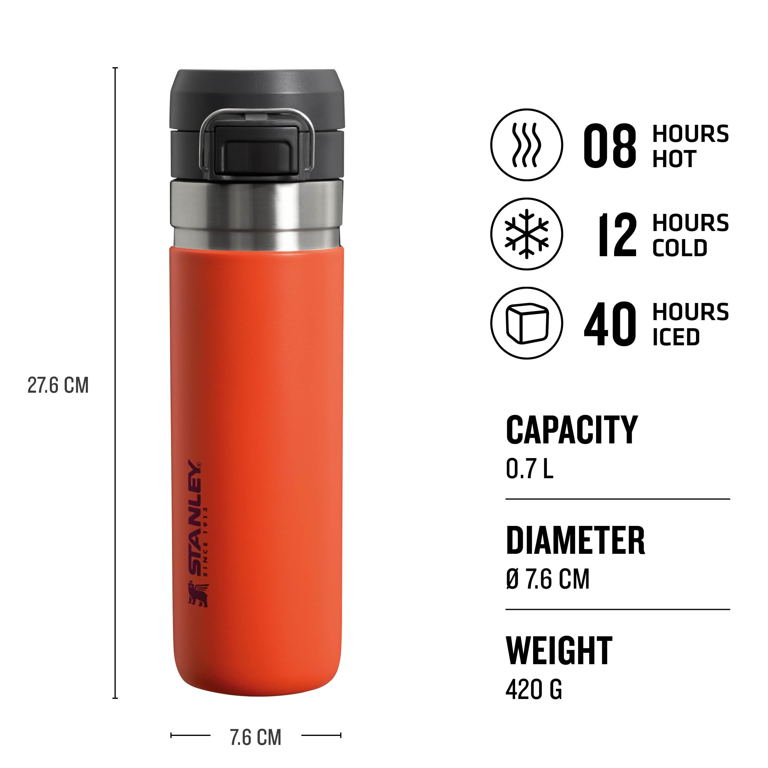 STANLEY Quick Flip Stainless Steel Water Bottle 0.47L - Keeps Cold For 7 Hours - Leakproof - BPA-Free Thermal Flask - Dishwasher Safe - Cup Holder Compatible