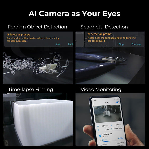 Creality K1C 3D Printer, 600mm/s Fast Speed Clog-Free Extruder Auto Leveling 3D Printers with AI Camera for 300°C Printing,Switchable Silent Mode Reliable Carbon Fiber 3D Printing 220*220*250mm(Black)