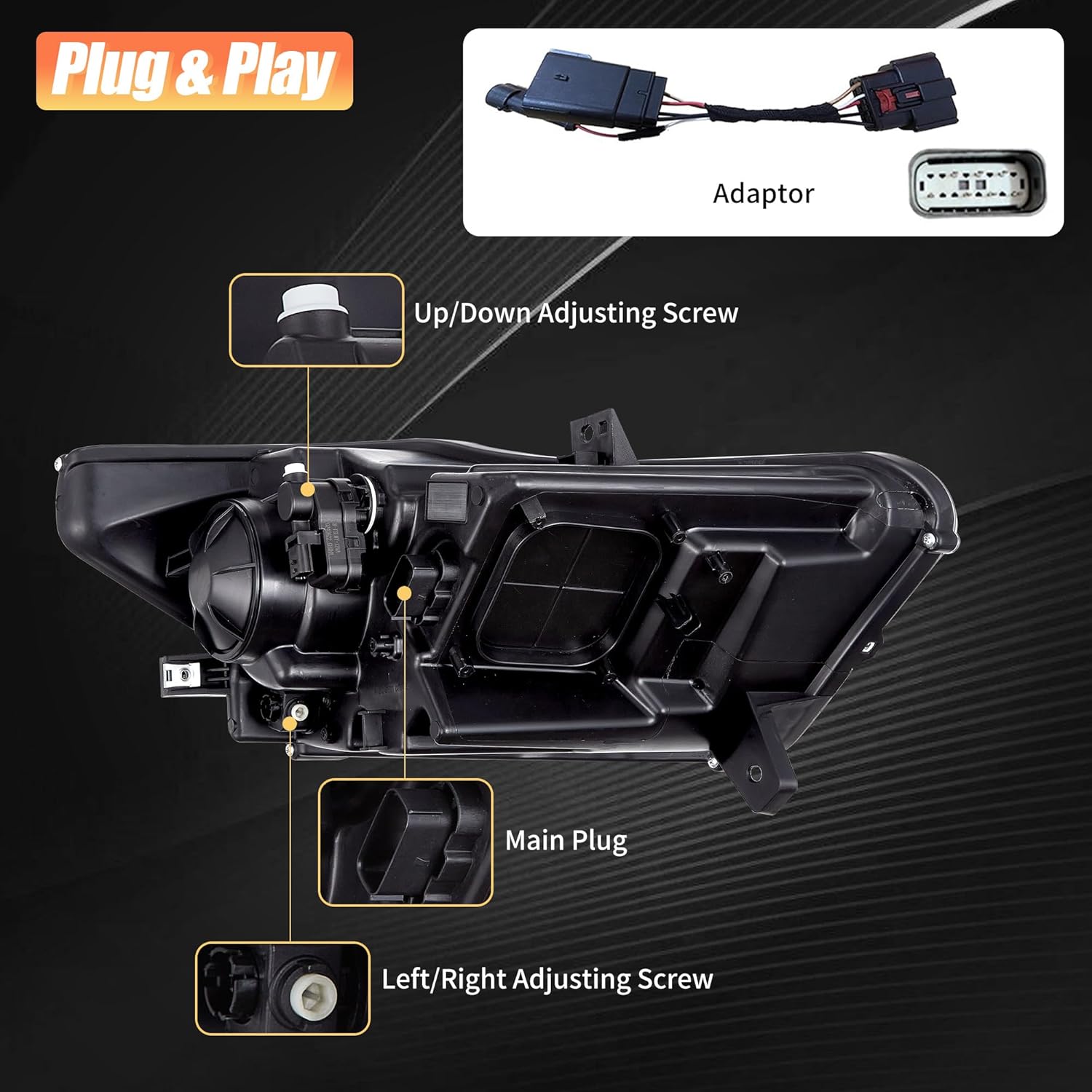 VLAND Headlights compatible with Mustang 2015 2016 2017, for RHD, LED DRL, Passenger & Driver Sides