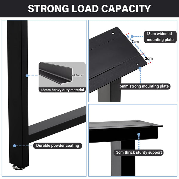 INMOZATA Table Legs, Set of 2 Heavy Duty Industrial T-shaped DIY Furniture Legs Metal with Widened Mounting Plate for Desk Dining Table Coffee Table Breakfast Bench, W60 X H72cm