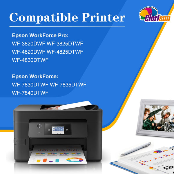 Clorisun 405XL Black Ink Cartridges for Epson 405XL 405 XL Ink for Epson Workforce Pro WF-4820DWF WF-3820 WF-7310 WF-7840DTWF WF-4830DTWF WF-3825DWF WF-4825DWF WF-7835DTWF Printer(2 Black)