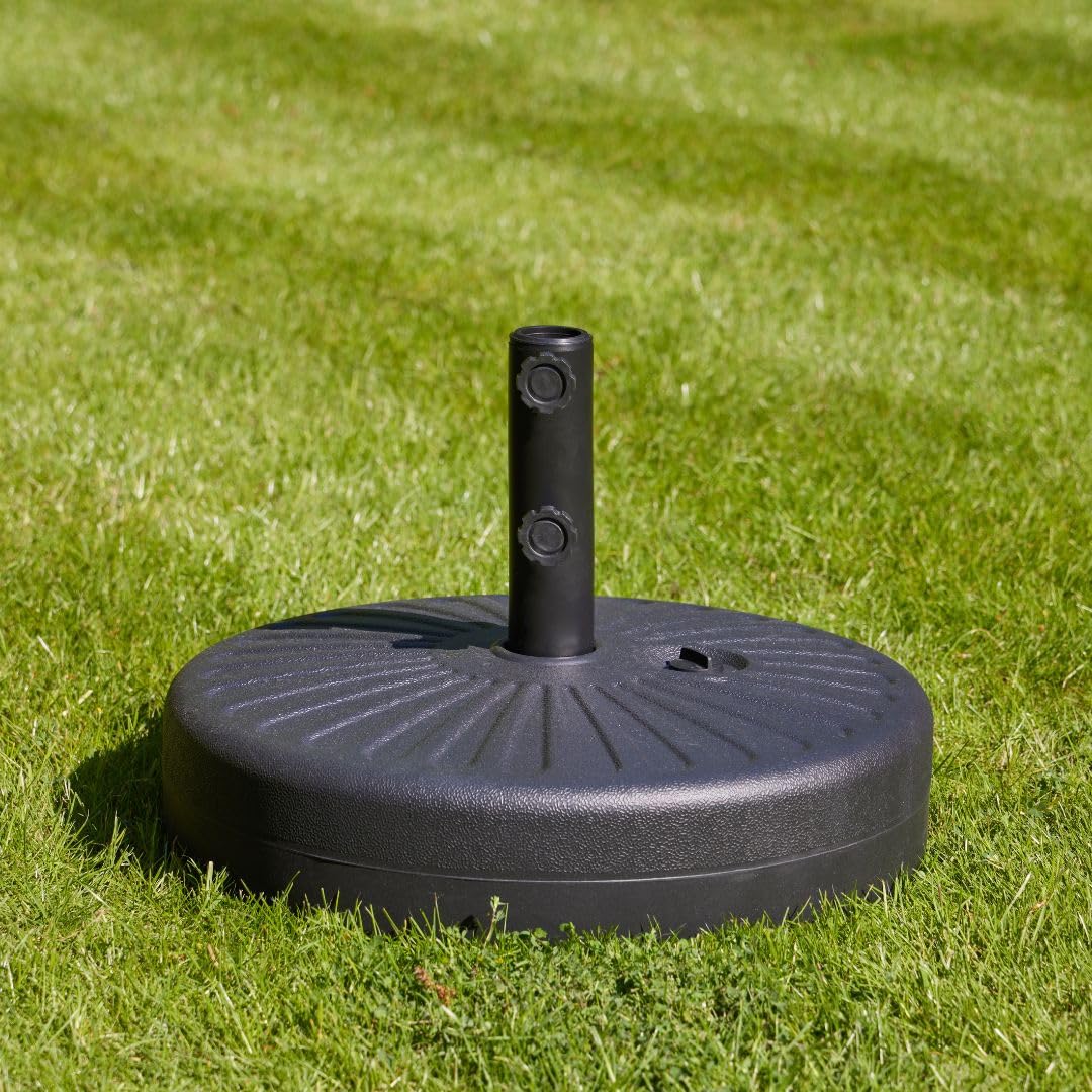 Alfresia 2.7 Metre Parasol - Round with Push Button Tilt, Outdoor Table Parasol Umbrella with Crank Handle, Garden Patio Sun Shade, Grey, Easy Assemble