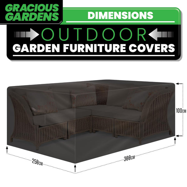 Gracious Gardens Rectangular Garden Furniture Covers Waterproof 300x250x100cm, Oxford Fabric Outdoor Table, Patio & Rattan Garden Furniture Covers,