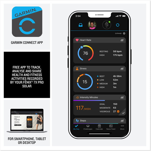 Garmin fēnix 7X PRO SOLAR GPS 51mm Premium Smartwatch, Multisport, Solar Charging, Advanced Training Features, Touchscreen & Buttons, Flash Light, up to 37 days battery, Black