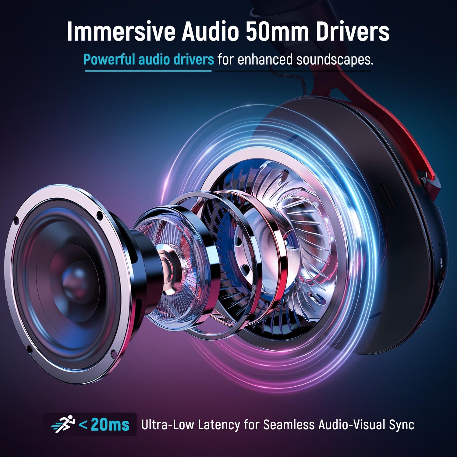 Ozeino Wireless Gaming Headset, 2.4 GHz Lossless Connection, 7.1 Surround Sound, Bluetooth Gaming Headphones with Detachable ENC Noise Canceling Mic, 45-Hour Battery for Ps5, Ps4, PC, Laptop, Switch