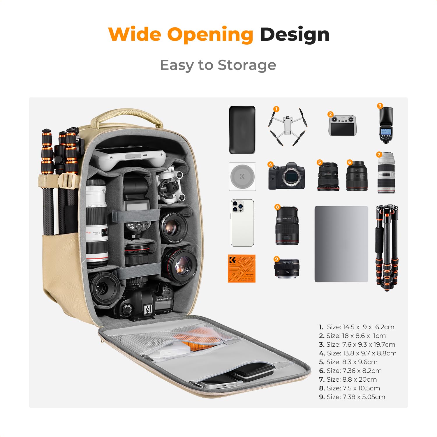 K&F Concept Camera Backpack,Hardshell DSLR Photography Camera Bag with 15-15.6 Inch Laptop Compartment Waterproof Camera Case Compatible for Canon/Nikon/Sony/DJI Mavic Drone