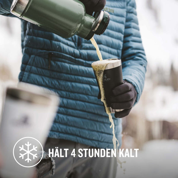 Stanley Adventure Stacking Beer Pint 0.47L - Travel Mug Keeps Drinks Cold For 4 Hours - Stainless Steel Thermal Cup - Stacks Infinitely - Double Wall Vacuum Insulation - Dishwasher Safe - Matte Black