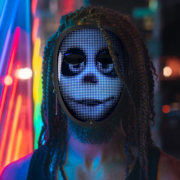 megoo LED Mask with Bluetooth Design Customized Programmable by APP,Halloween LED Luminous Mask for Costume Halloween DJ Masquerade Rave Cosplay Birthday Party