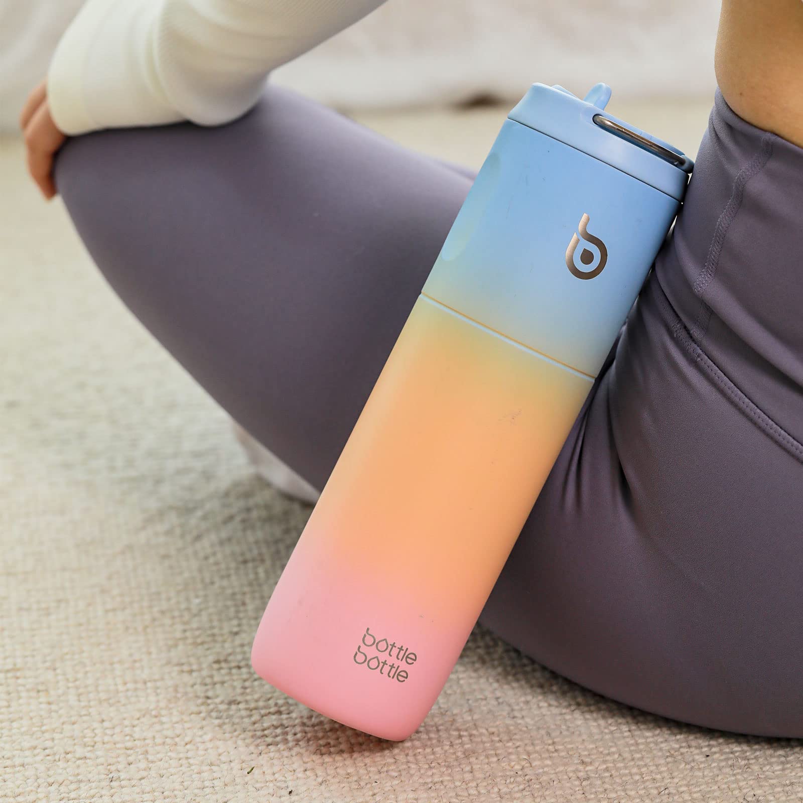 Insulated Water Bottle 700ml(24oz) with Straw, Lid, and Handle - Stainless Steel Sports Travel Gym Bottle for Men and Women (Skiing)