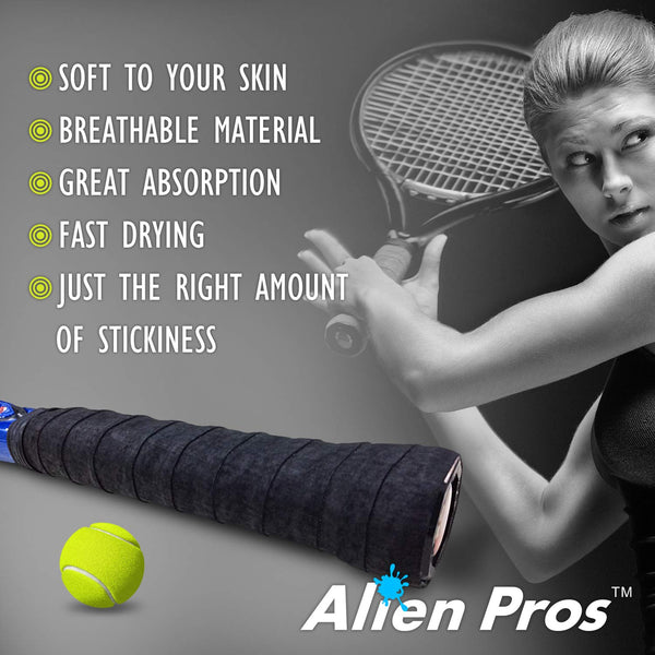 Alien Pros Tennis Racket Grip Tape (60 Grips) ? Precut and Light Tac Feel Tennis Grip ? Tennis Overgrip Grip Tape Tennis Racket ? Wrap Your Racquet