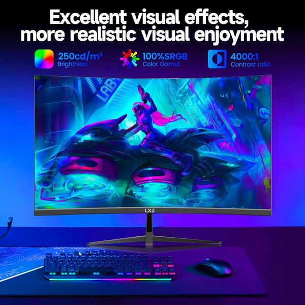 34 Inch Curved Monitor 1500R, 3440 * 1440 165Hz Gaming Monitor with FreeSync, Wide Viewing Angle, Display Port HDMI - Black