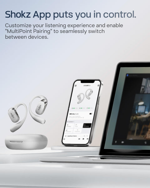 SHOKZ OpenFit 2 Open-Ear Headphones, True Wireless Bluetooth Earphones with Microphone, Earhook Earbuds with 48 Hours of Playtime, USB-C Fast Charging, IP55 Water-Resistant, with Carrying bag, Black