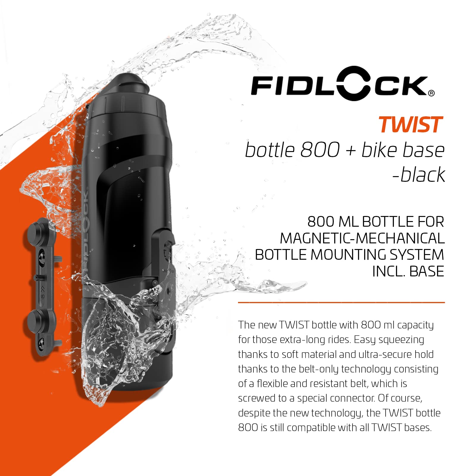 Fidlock Twist Bottle Set 800 + Bike Base Black