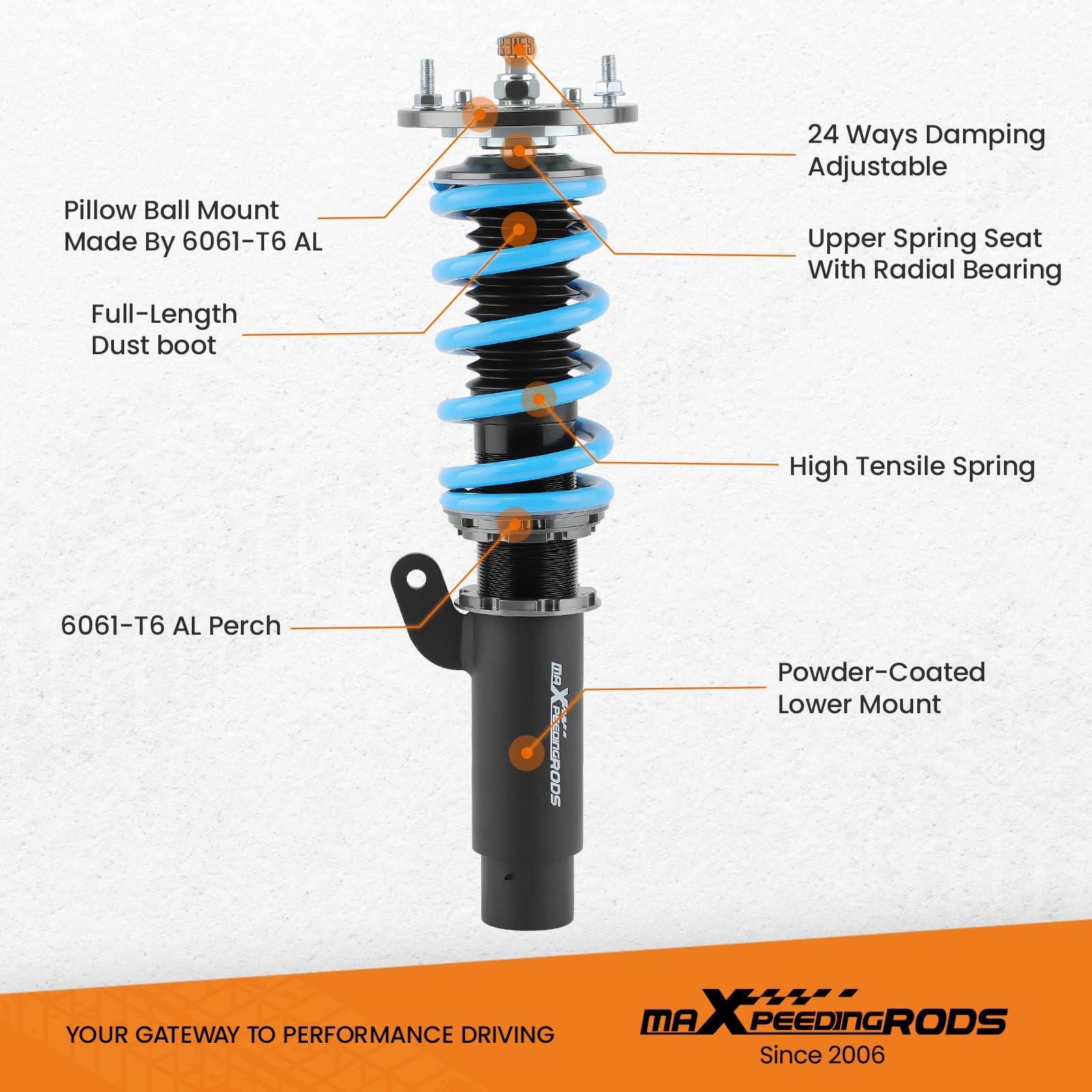 maXpeedingrods Coilovers Shock Suspension for BMW E46 3 Series 316i 318i 320i 323i 325i 328i 330i 1998-2006 - Red