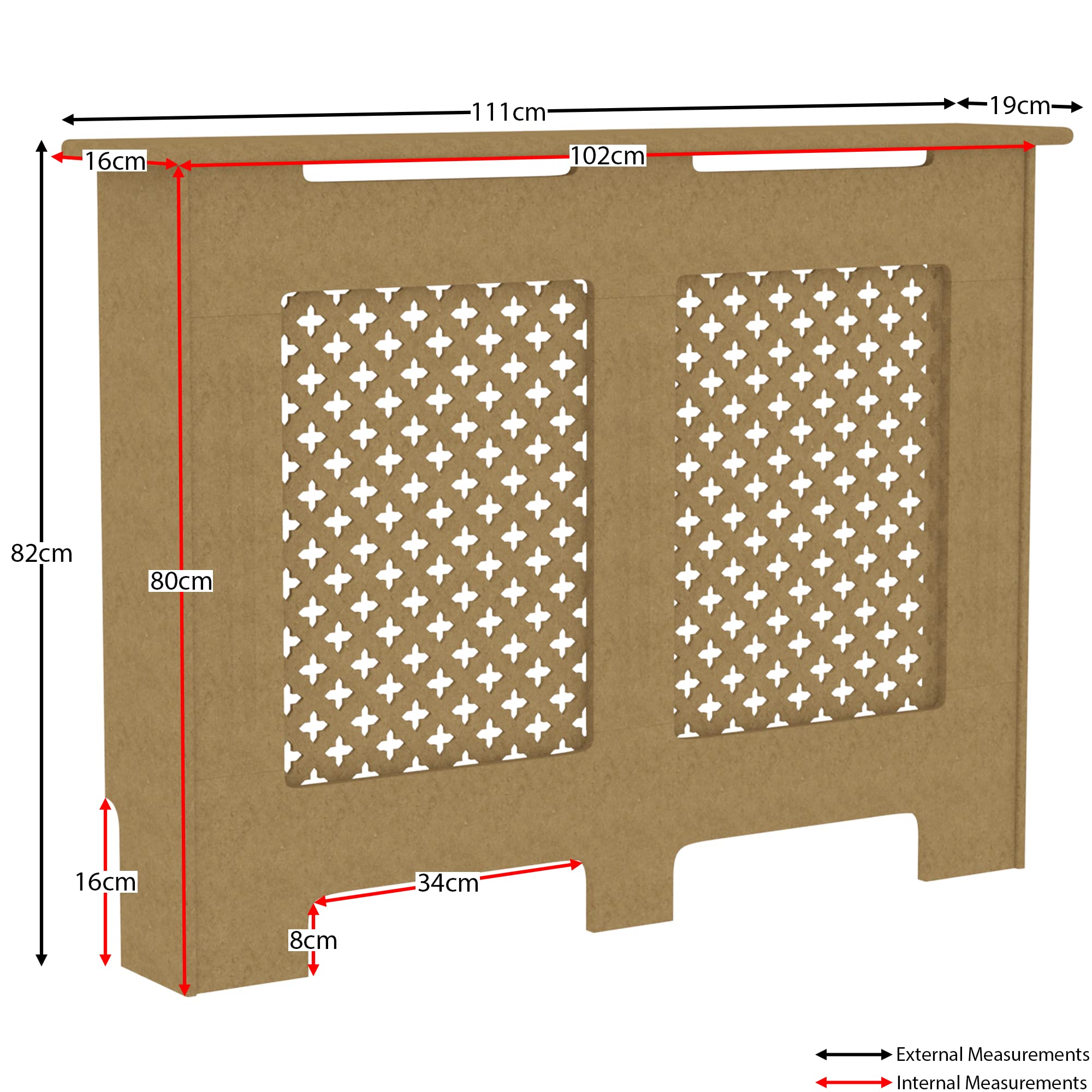 Vida Designs Oxford Radiator Cover – Traditional Cross Pattern, Olive Grey, MDF, Modern Painted Finish, Heat Efficient, Small, (H 82 x W 78 x D 19 cm)