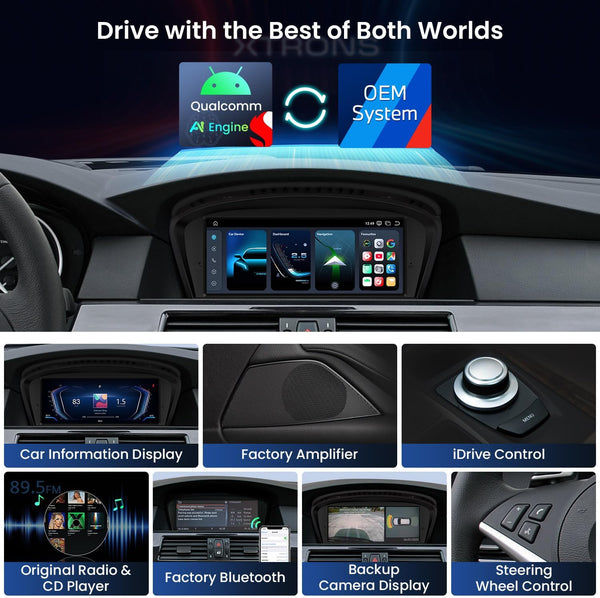 XTRONS 8.8" Car Stereo Android Octa-Core 4+64GB for BMW 3 Series E90 E91 5 Series E60 E61 (2005-2008) w CCC system Touch IPS Screen GPS navigation, w 4G LTE CarAutoPlay Android Auto Support AHD Camera