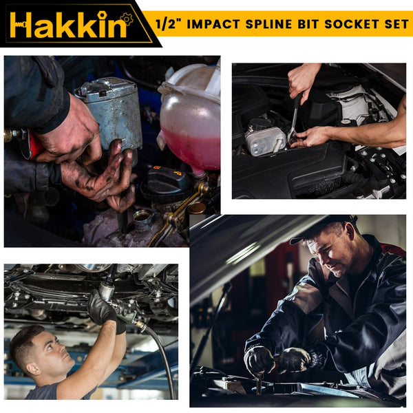 Hakkin 1/2" Impact Torx Bit Socket Set Heavy Duty Impact Star Bit Socket Set with Universal Joint T30 T40 T45 T50 T55 T60 T70 T80