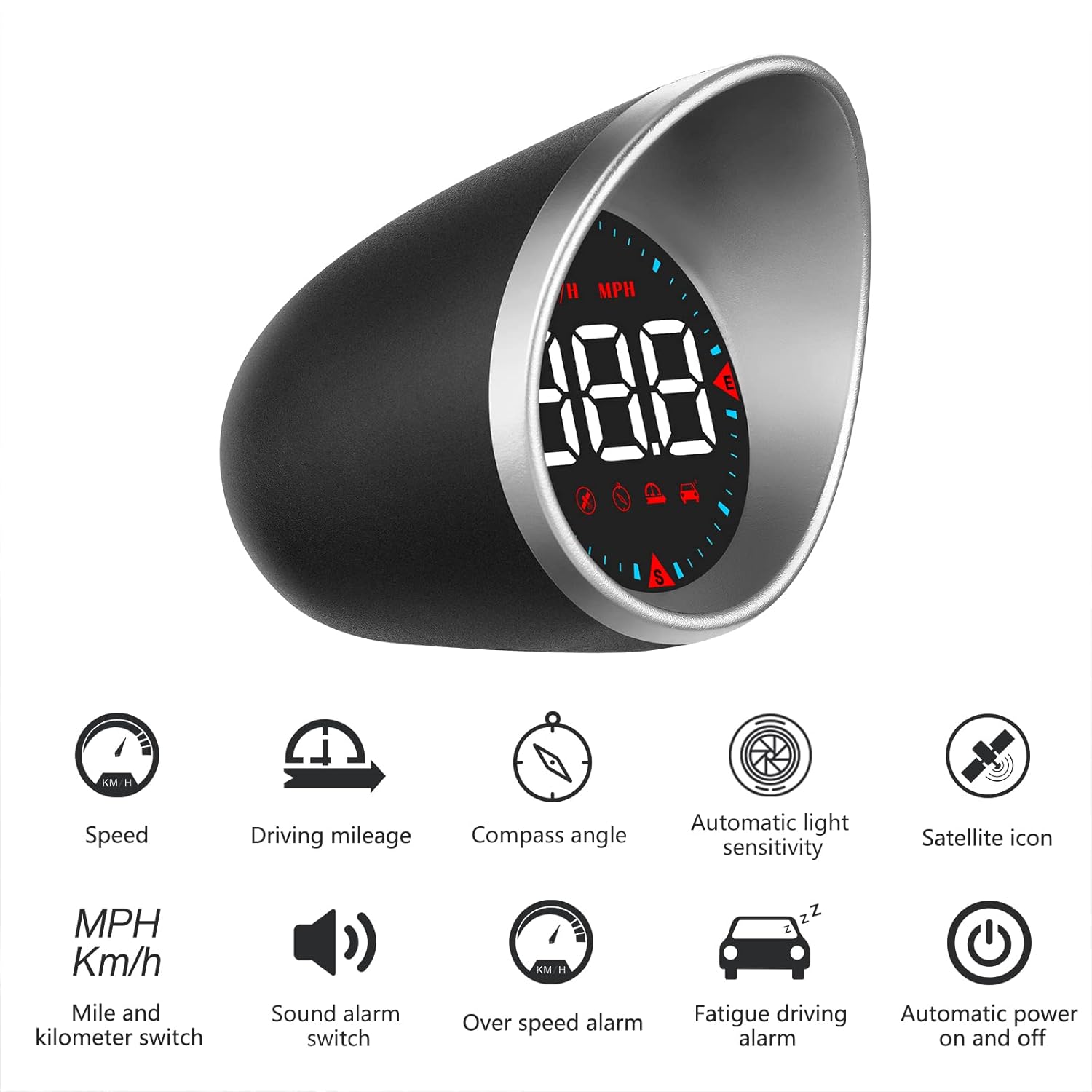 AMHVMU G5 head up display auto,Car GPS Speedometer,HUD,Speed Display,Compass,Speed Warning,Km/h,MPH,Large Font,White Font,USB Connection,Plug and Play,Suitable for All Vehicles