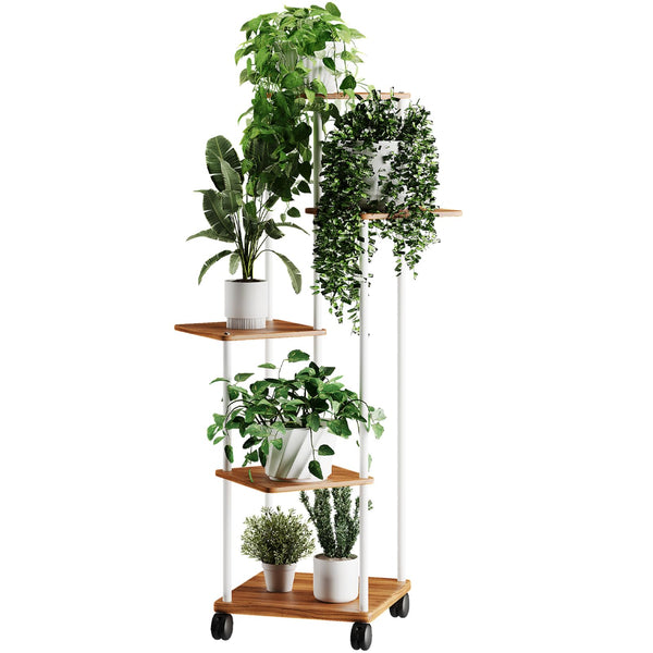 5 Tier Wooden Flower Shelf, Plant Shelf with Optional Wheels, Multi Tier Flower Stand, Plant Stand, Flower Bench, Flower Stairs, Plant Stairs,