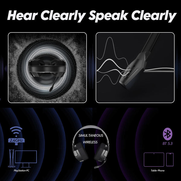 NUBWO G06 Pro Wireless Gaming Headset with Charging Station for Headset & PS5 Controller, 17ms Low Latency, 120H Battery Life, Dynamic 50mm Drivers-White (Only Compatible with PS5)