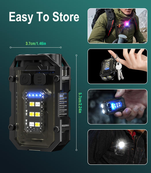 NGOKPYD N21 Small Torch Led Super Bright 900L Rechargeable USB EDC Keyring Torch with Clip, COB Light - Mini Pocket Waterproof Keychain Flashlight 8 Modes Flash Light for Power Cuts, Camping, Outdoor