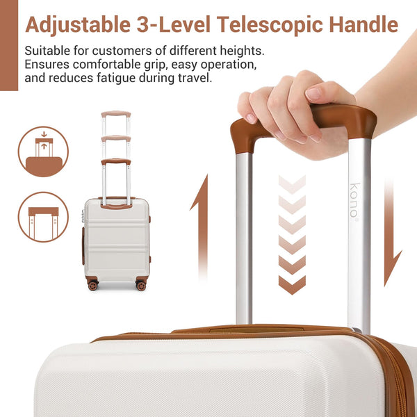 Kono Fashion Hand Luggage Lightweight ABS Hard Shell Trolley Travel Suitcase