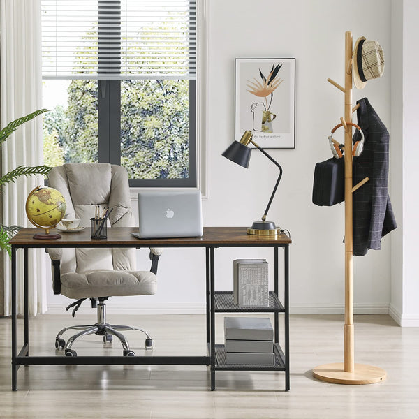 IBUYKE Free Standing Hall Coat Tree with 8 Hooks, Stand Tree Rack with Round Base, Entryway Coat Stand for Purses, Clothes, Scarves, for Hallway,