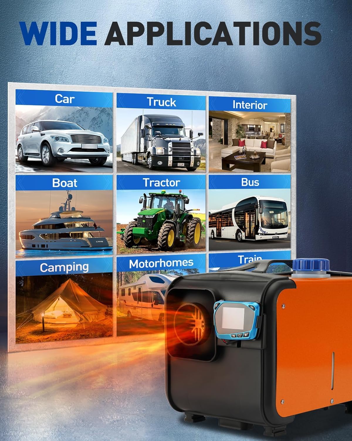 ShockFlo 12V 5KW Diesel Air Heater, All in One Parking Heater Kit with Remote Control, Silencer and LCD Display, Fast Heating, for RV Truck, Motorhomes, Boat, Bus, Car Trailer, Caravans