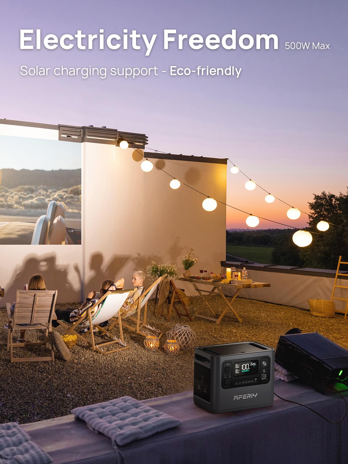 AFERIY Portable Power Station 800W, 512Wh Portable Power Station LiFePo4 Battery, 1-Hour Fast Charging, AC 220V-240V, UPS, 3500+ Charge Cycles, Solar Generator for Outdoor Camping/RV/Home Backup