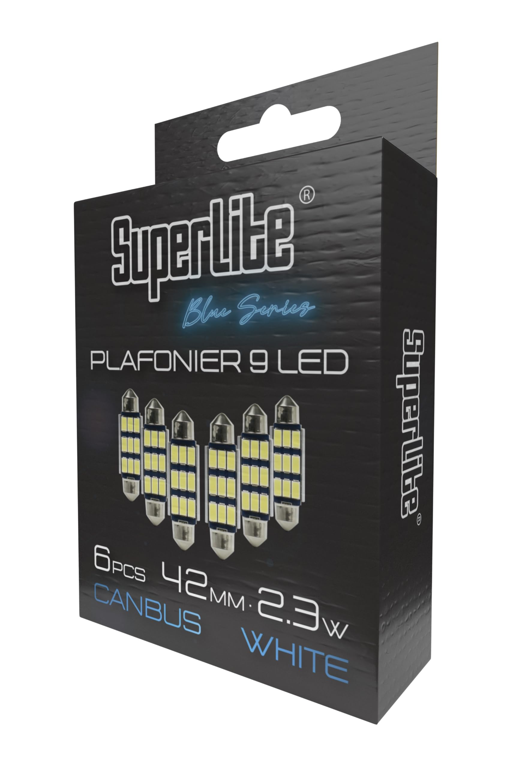Superlite Set of 2 T10 Bulbs with 18 Leds from the Blue Series range. CanBus Technology and 6500K Colour Temperature. Ideal for Car and Truck.