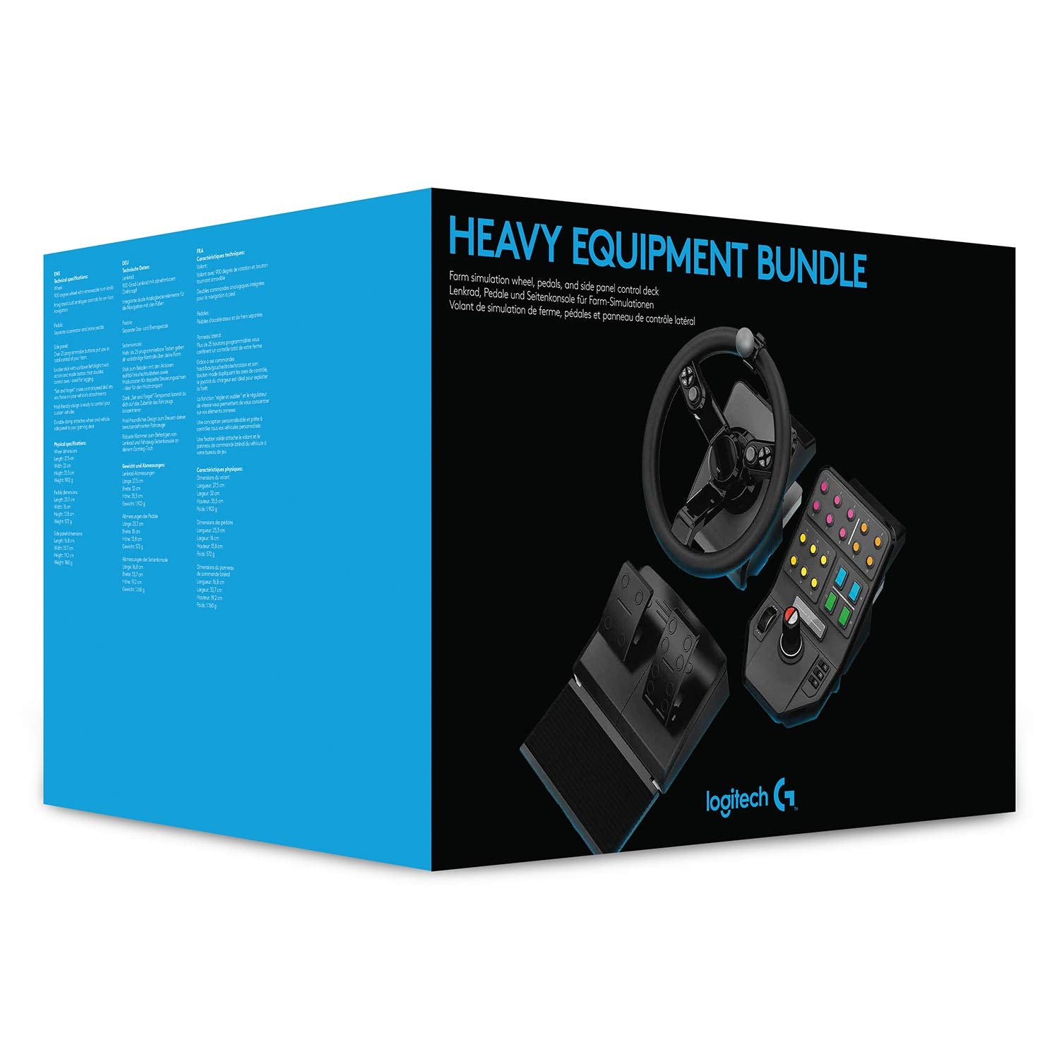 Logitech G Saitek Farm Sim Controller, Heavy Equipment Bundle for Farming Simulator, Gaming Steering Wheel and Pedals with Control Panel, 900° Wheel, 38+ Assignable Buttons, USB, PC/Mac - Black