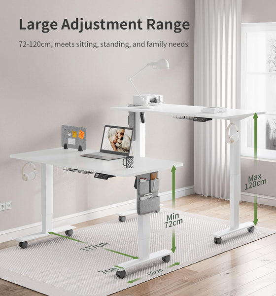 MAIDeSITe Height Adjustable Standing Desk Electric Standing Desk Sit Stand Desk Stand Up Desk with Cable Tray 120 * 60cm Desktop for Home Office
