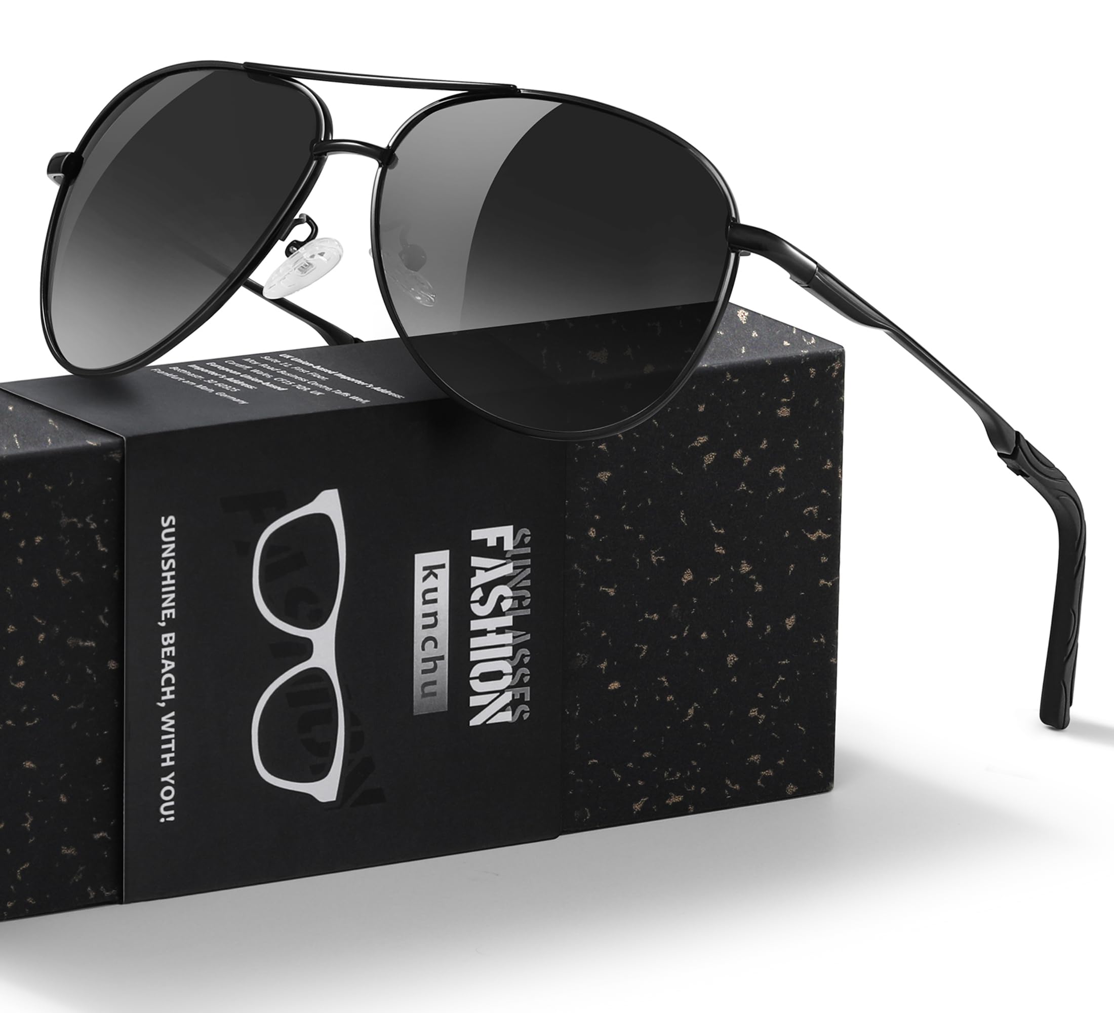 Pilot Men's Polarized Sunglasses - Unisex UV400 Protection Black Sunglasses for Driving, Fishing, Running - Classic Ultra Light Shades