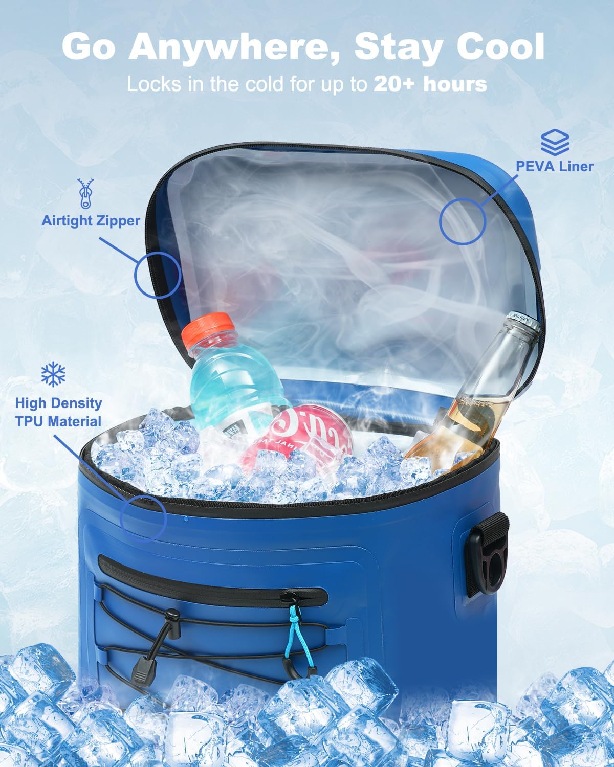 YULEEE 7/15/20L Insulated Cooler Bag - Large Multi-Functional Picnic Lunch Bag for Men & Women,Waterproof Leakproof Perfect for Beach, Family,Travel, Camping, Work,BBQ,and Outdoor Activities