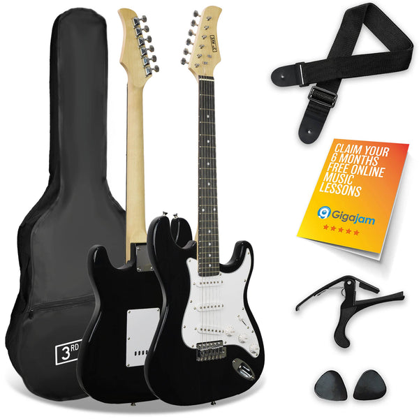 3rd Avenue XF Full Size 4/4 Electric Guitar Ultimate Kit with 10W Amp, Cable, Stand, Gig Bag, Strap, Spare Strings, Picks, Capo – Black