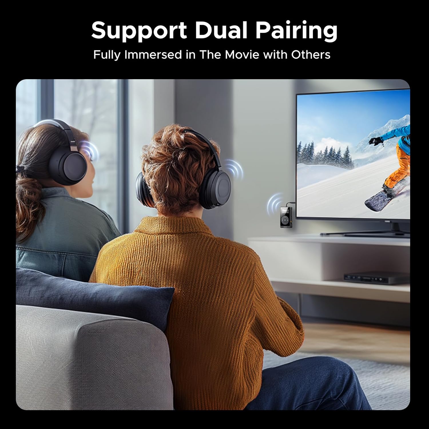 UGREEN Bluetooth 5.3 Transmitter Receiver with aptX, 32H Long Playtime, Dual Connection, Mic for Calls, 2-in-1 Bluetooth Adapter for Airplane, Car, TV, Headphone, Airpods, Speaker