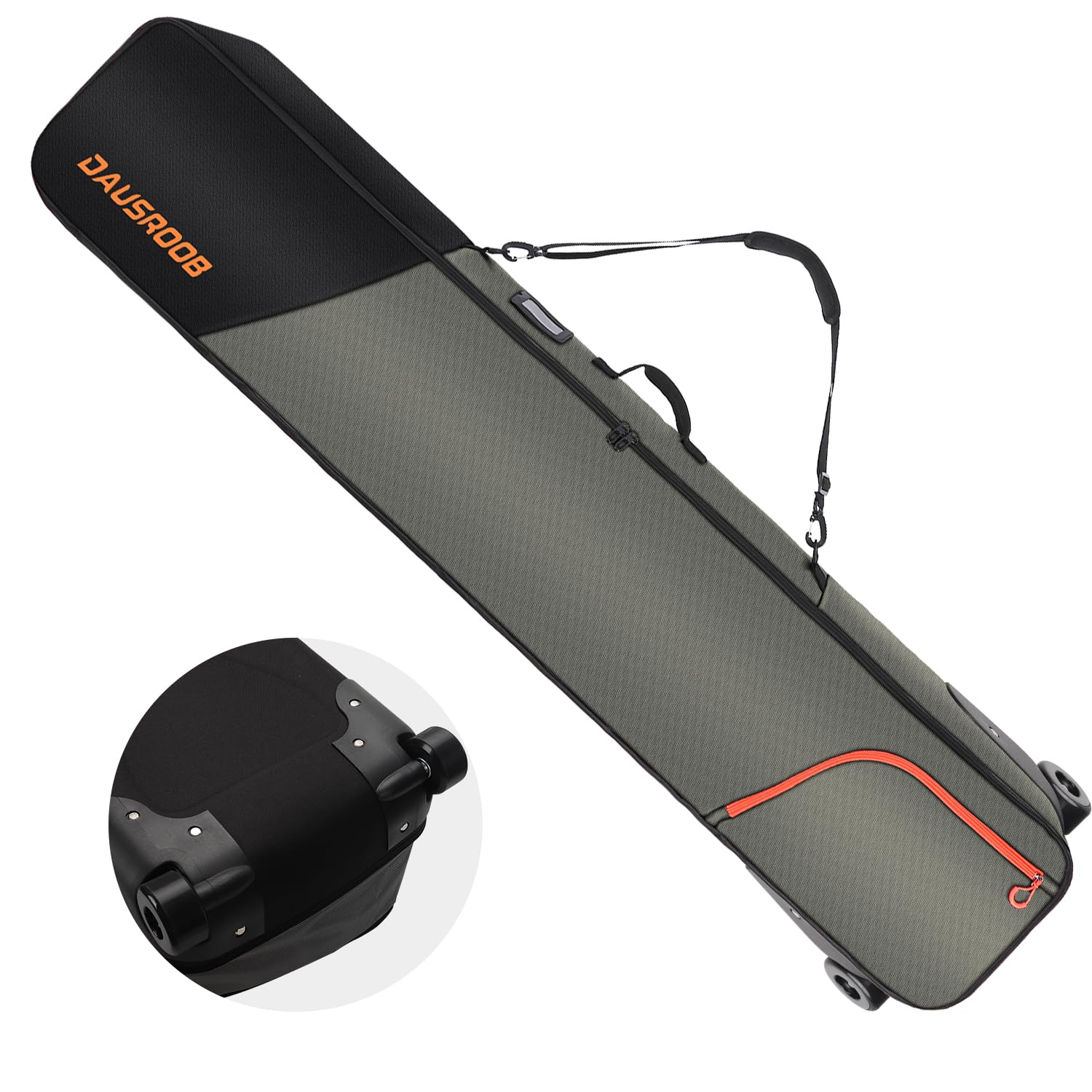 DAUSROOB Snowboard Bag with Wheels Premium 1680D- Oxford Padded Ski Bag Waterproof Travel Bag for Flying, All-Terrain Ski Snowboardbag(164cm)