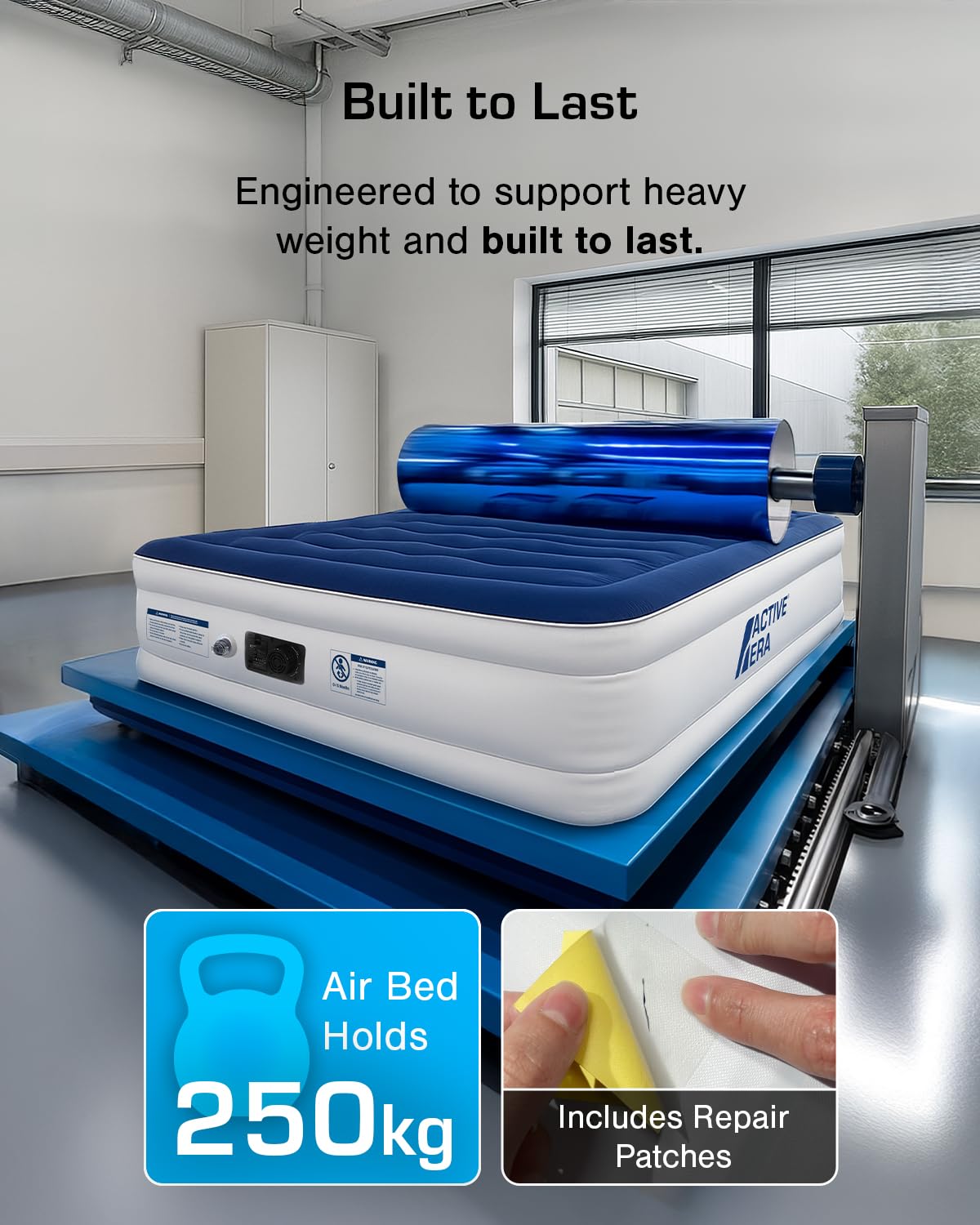 Active Era Luxury Single Inflatable Mattress | Puncture Proof Single Airbed with Flock Coating | Quick 3 Mins Blow Up Bed with Built-in Pump | Portable Air Bed for Home, Camping & Guests 187x99x53cm