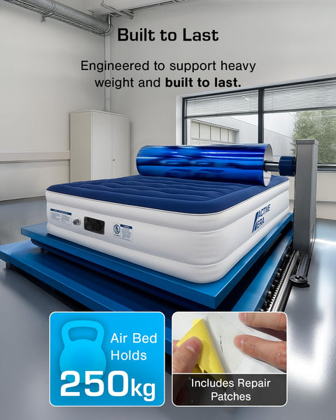 Active Era Luxury Single Inflatable Mattress | Puncture Proof Single Airbed with Flock Coating | Quick 3 Mins Blow Up Bed with Built-in Pump | Portable Air Bed for Home, Camping & Guests 187x99x53cm
