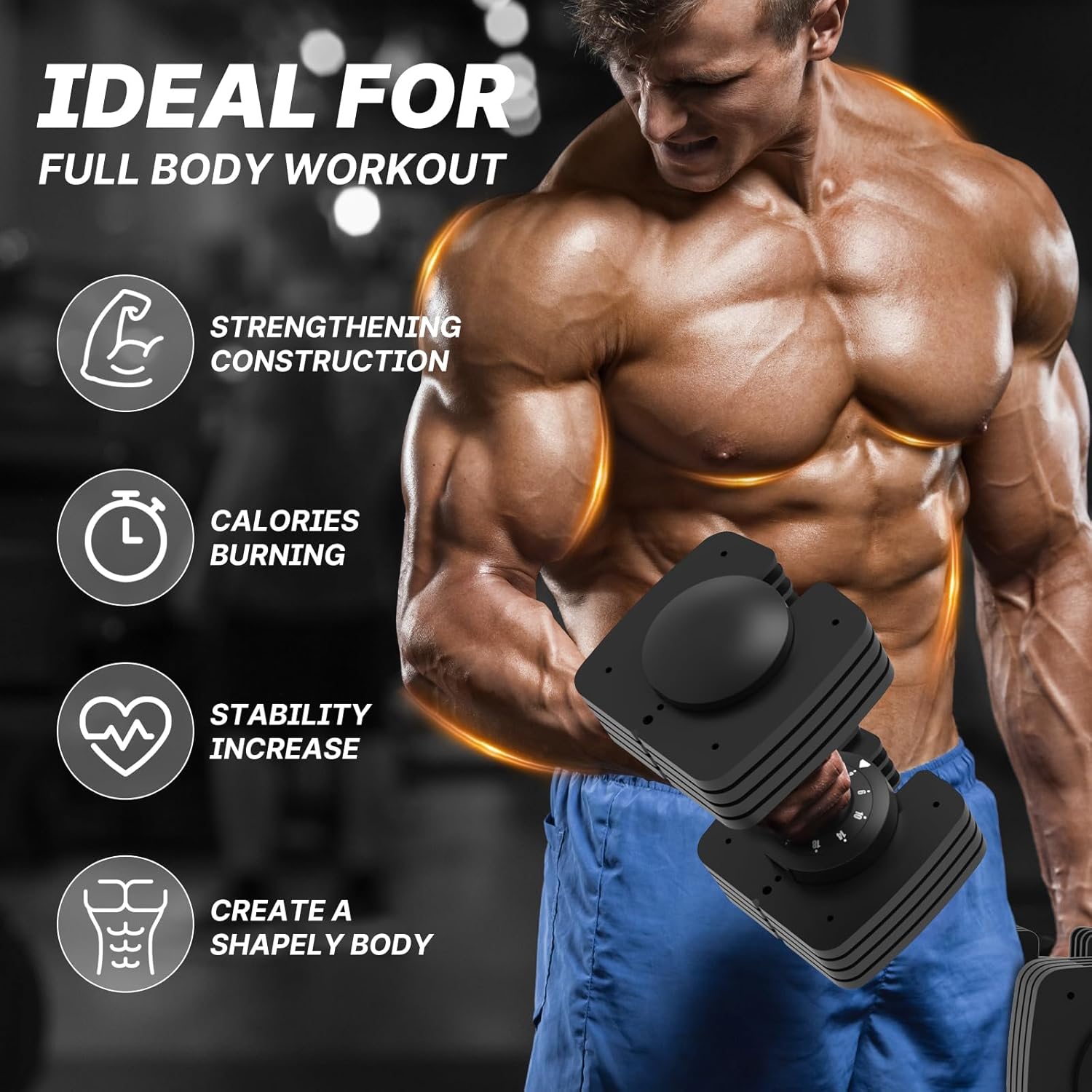 EnterSports 12kg/18KG/27KG Adjustable Dumbbells,Dumbbell Set for Saving Place, Dumbbell Weights with Non-Slip Handle, Home Gym Strength Training Equipment for Full Bodybuilding