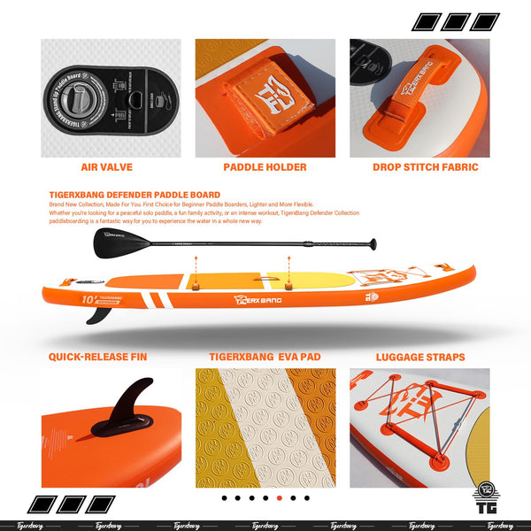 TIGERXBANG Stand Up Paddle Boards 10'6" x 32" x 6"丨10' x 31" x 6" with Premium SUP Board Accessories, Inflatable Paddle Boards for Adults/Kids Stand Up PaddleBoarding
