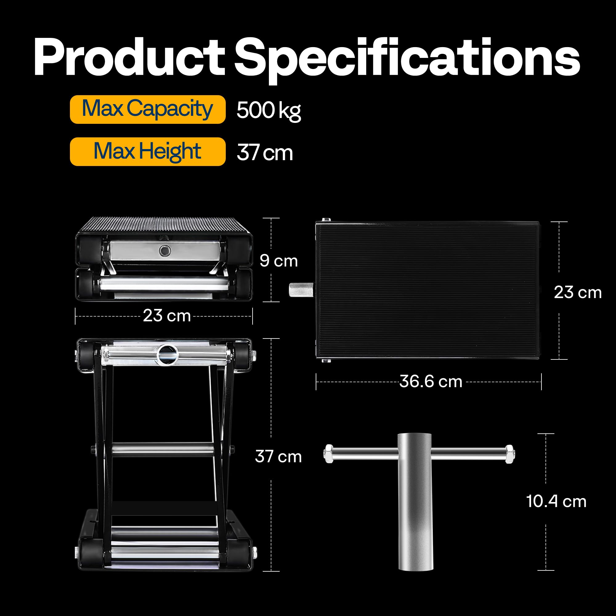 VIVOHOME Motorcycle Scissor Lift Jack Height Adjustable Heavy Duty Steel with Anti Slip Wide Deck Hoist Crank Center Stand 500KG Capacity for Motorcycles, ATVs, Dirt Bikes