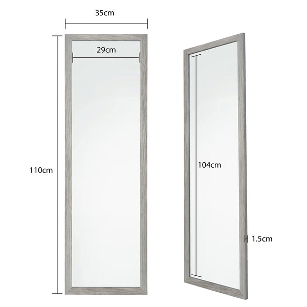 Home Selections Wooden Full Length Wall Mounted Mirror - Dark Wood - 35x110cm