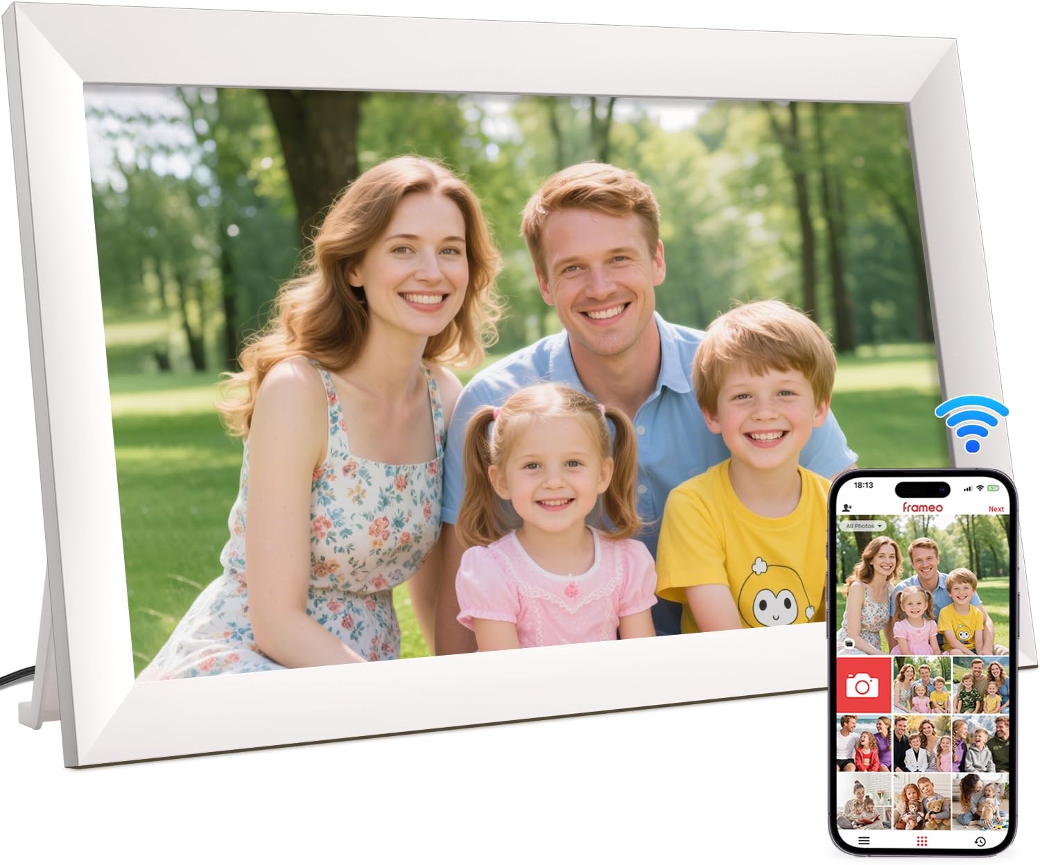 Hesmor 15.6 Inch Digital Photo Frame WiFi Frameo Picture Frame, 1920x1080 FHD IPS Touchscreen, 32GB Auto Rotate, Electronic Photo Frames Share Photos/Videos Anywhere