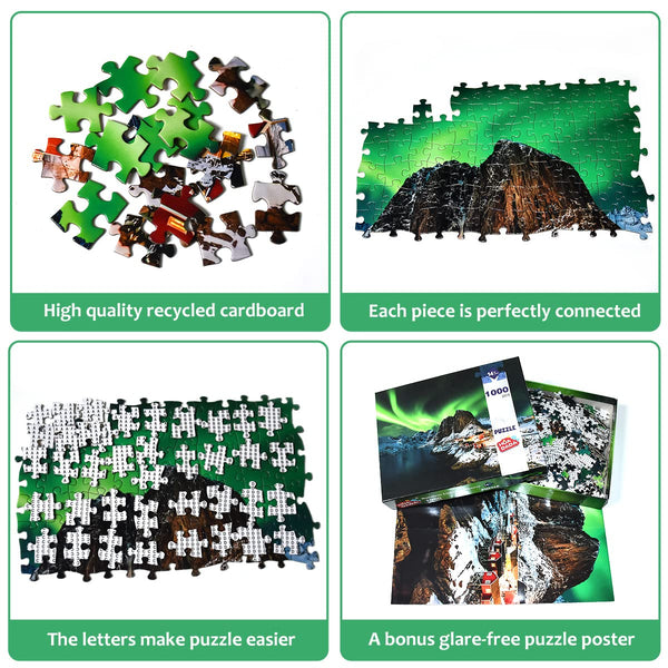 HUADADA Jigsaw Puzzles for Adults 1000 Piece Jigsaw Puzzles for Adults,JigsawPuzzle 1000 Pieces for Adults Challenging Puzzle Games ?Northern Lights in Norway