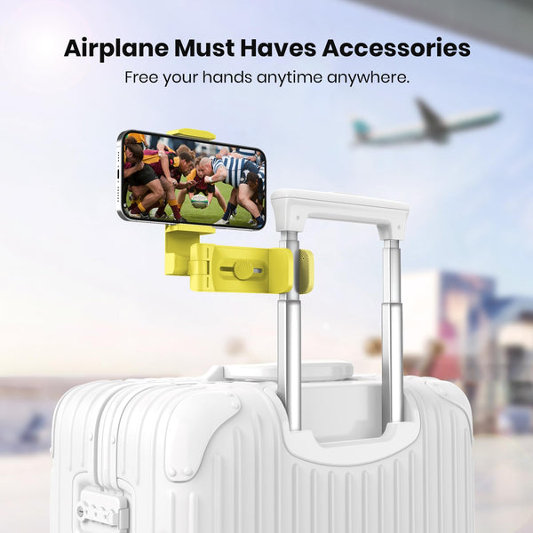 Airplane Phone Holder - Klearlook 4 in 1 Adjustable Phone Stand for Travel,360 Rotation Handsfree Viewing Flight Phone Holder,Foldable Travel Essential,Accessory for Flying/Traveling/Home/Office-Black