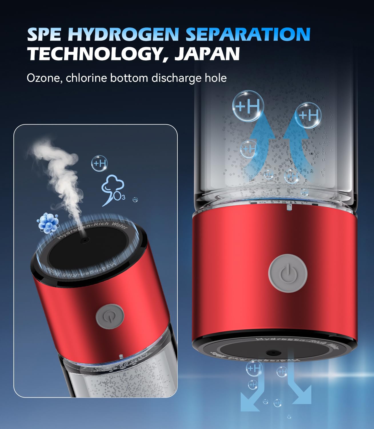 Upgrade 3-in-1 Hydrogen Water Bottle Generator - Industry TOP - 24-Hour Hydrogen Lock | 0 Chlorine & 0 Ozone | 100% Leak-Proof Seal, Hydrogen Water Bottle Generator